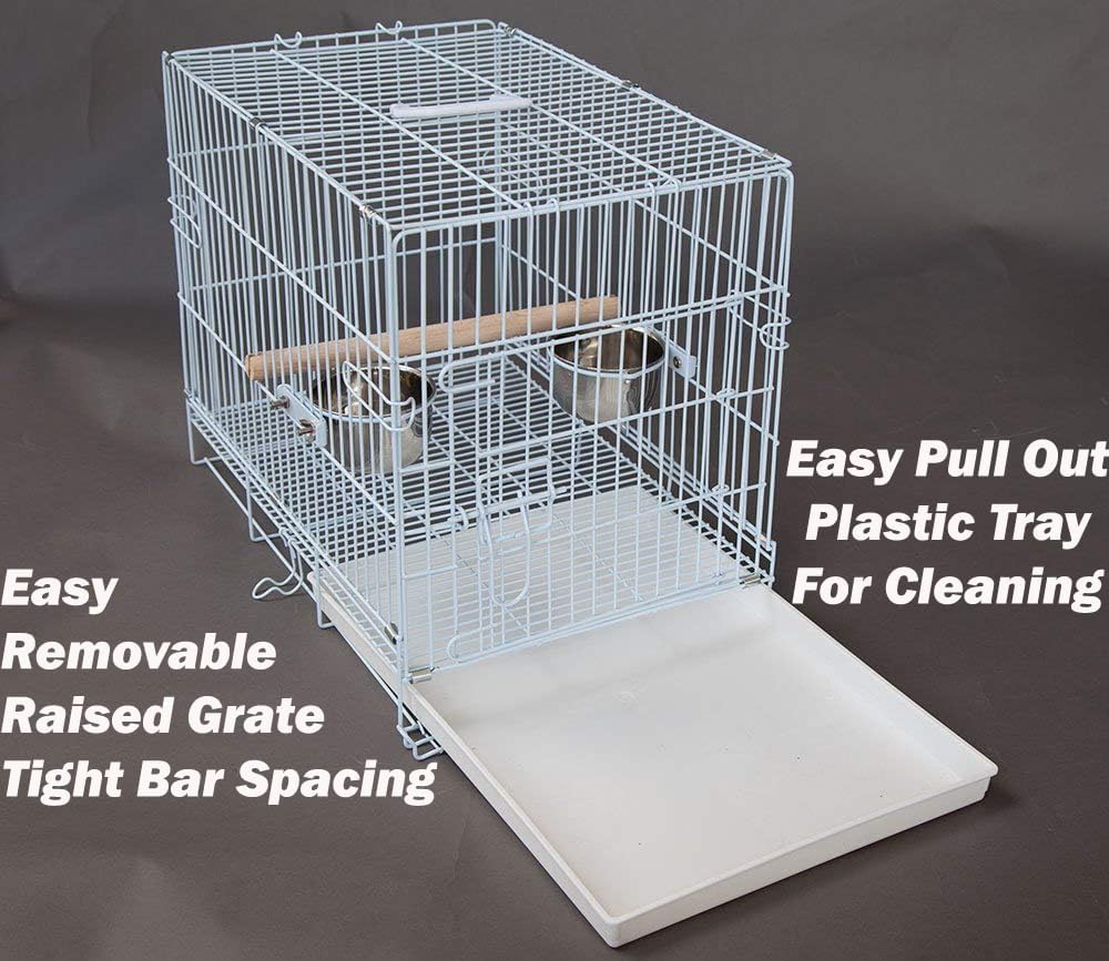 Pet Products Metal Portable Travel Vet Bird Parrot Carrier Cage Prevent Beaks Out White, 19-Inch by 12-Inch by 16-Inch
