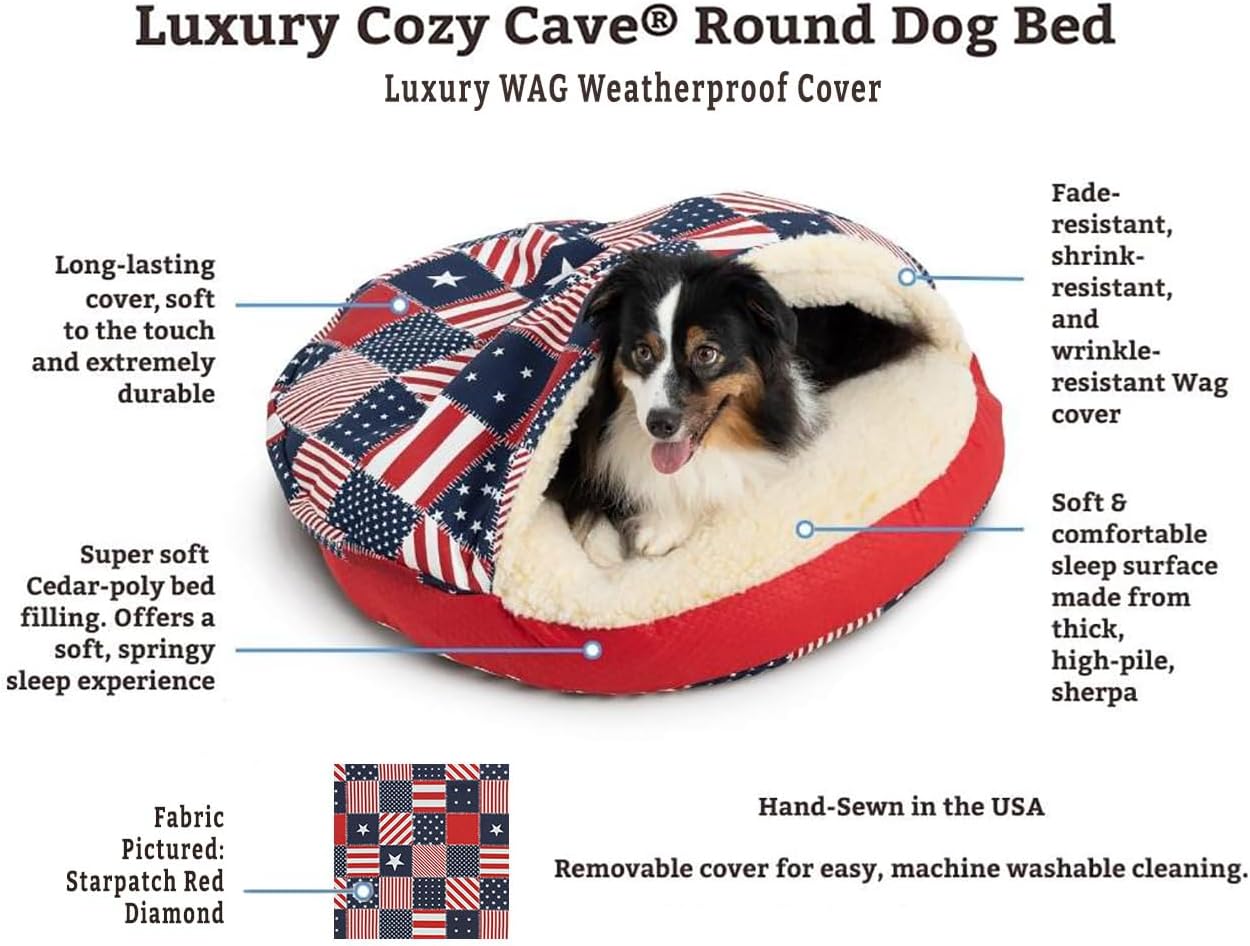 Snoozer Luxury Cozy Cave Pet Bed, Wag Collection, Large - Pedigree Storm