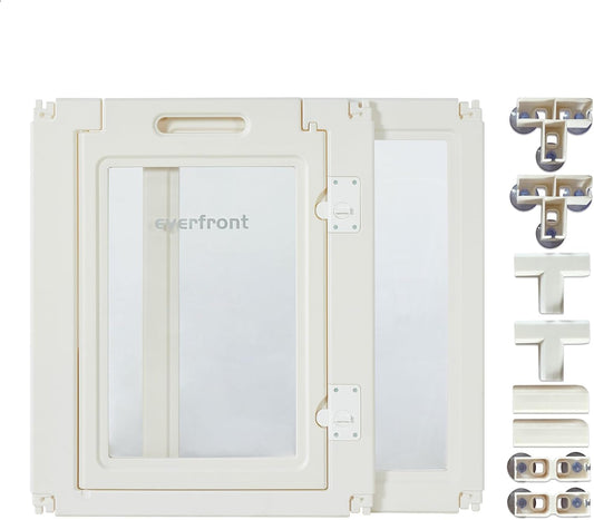 30.3“H 2PCS Extension Kit - Door+Panel, T-Buckles for Compartment, Expandable Clear Dog Play Pen Acrylic Dog Playpen Indoor,for Puppy Cat Bunny Small & Medium Dogs (White, 30.3" H, 2PCS)