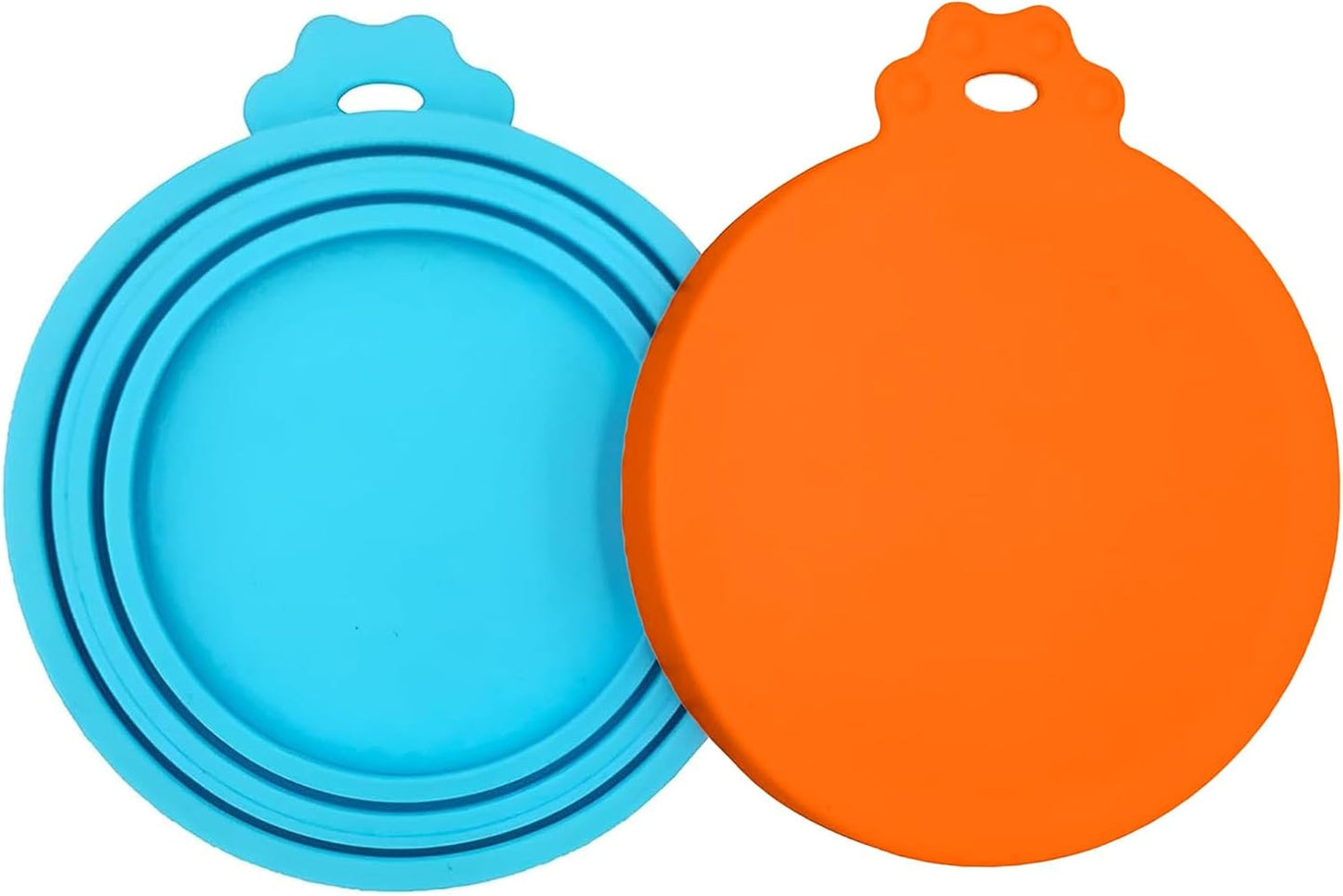 2 Pack Pet Food Can Covers, Silicone Universal Can Lids for Dog & Cat Food, BPA Free, One Fit Most Standard Size Can Lids Top Orange/Blue