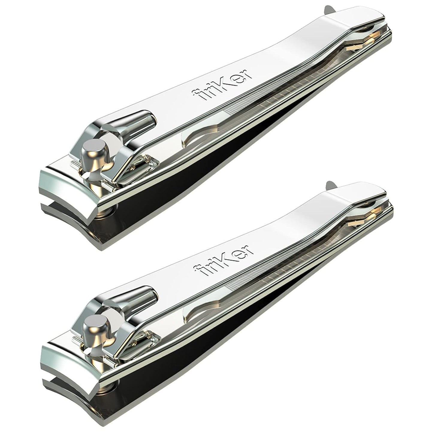 2PCS Stainless Steel Nail Clippers,Professional Fingernail Clipper and Toenail Clipper, Wide Easy Press Lever Nail Cutter with Swing Out Nail Cleaner/File for Men and Women