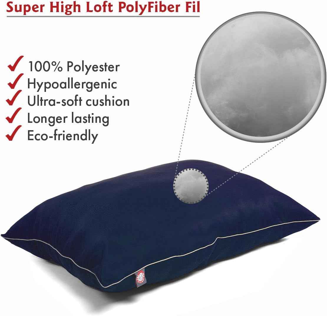 Majestic Pet 46x35 Inch Washable Dog Bed for Large Sized Dogs, Orthopedic Large Dog Cushion with Non-Slip Base, Durable Crate Pad Mat for Big Breeds and Puppy Pets, Pillow Bed - Navy Blue