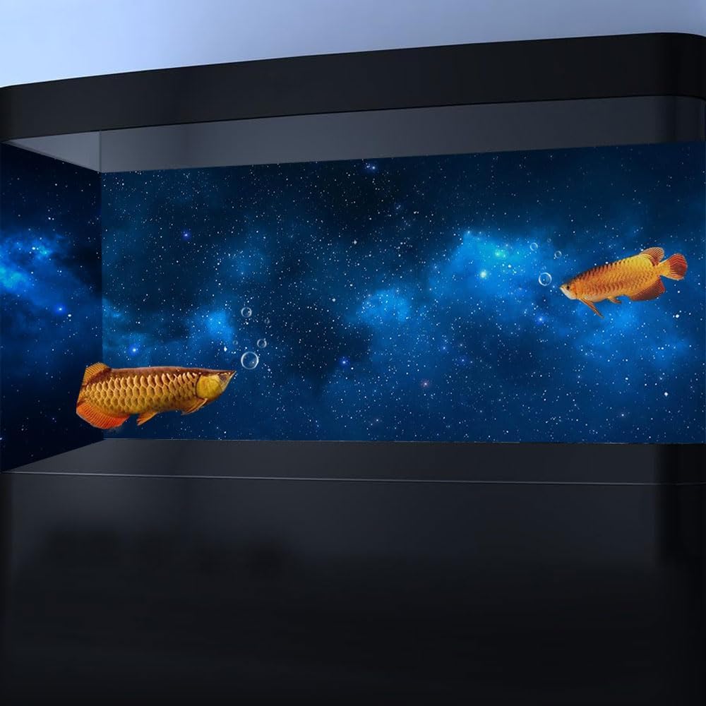 30X12IN Starry Aquarium Background, Art Starry Fish Tank Decorations Background, with 8 EVA Double-Sided Tape