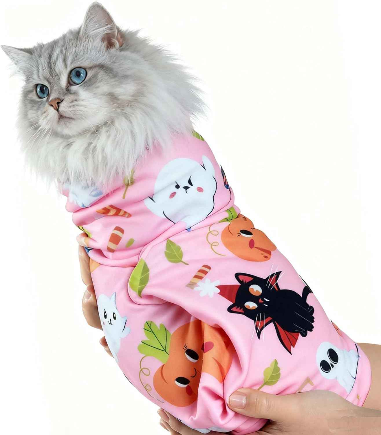 27.6" Cat Wrap for Cutting Nails Cat Grooming Restraint Swaddle Wrap Burrito Wrap XL(Within 17lbs) Anti-Scratch Anti-Escape Multifunctional Pet Tool Halloween Decor
