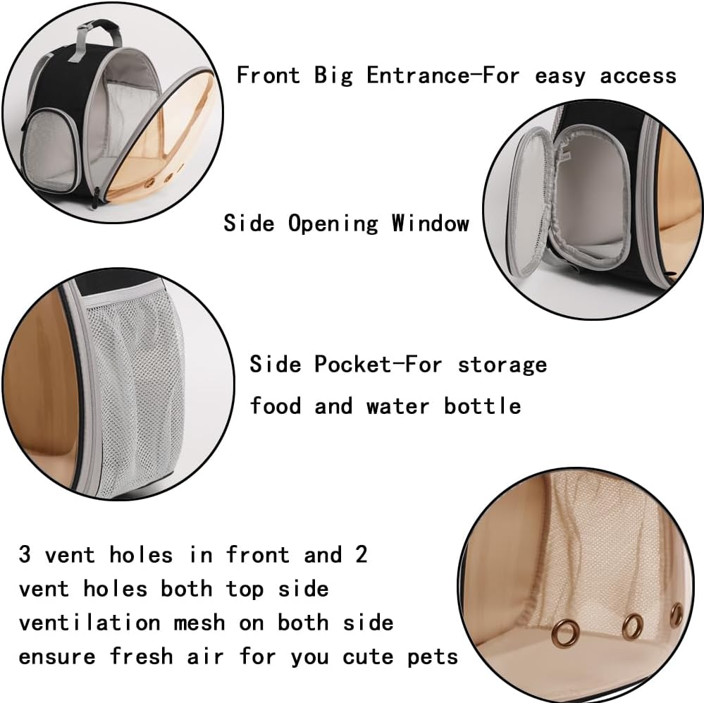 Guinea Pig Carrier, Guinea Pig Backpack with Clear Bubble Window (Black-Polarize, Backpack)