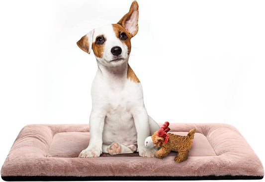 Ultra Soft Dog Bed & Kennel Pad for Medium Dogs, Fit Metal Crates - Washable & Anti-Slip, Cozy Sleeping Mat - Pink, 30"