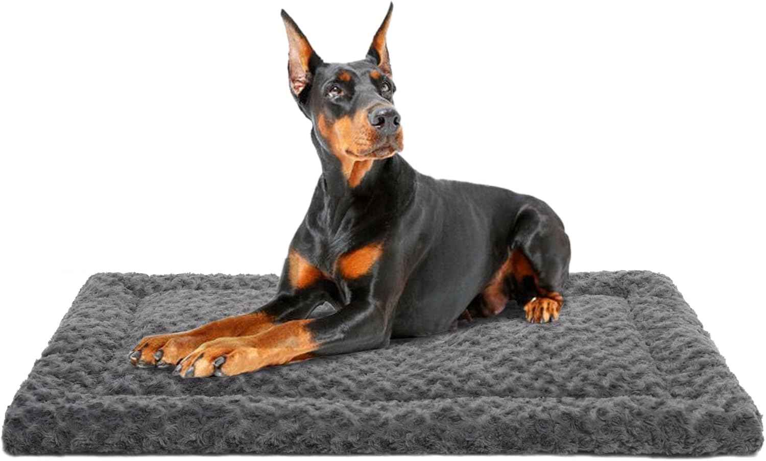 Washable Dog Bed Mat Crate Pad Soft Fluffy Pet Kennel Beds Dog Sleeping Mattress for Large Jumbo Medium Small Dogs, 48 x 30 Inch, Gray