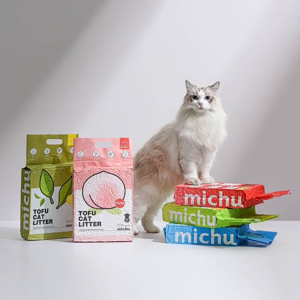 Tofu Cat Litter Natural Clumping Tofu Cat Litter, Fast Clumping and Easily Scoop-able 5.5lb/88oz 5 Scents - Watermelon, 2 Pack