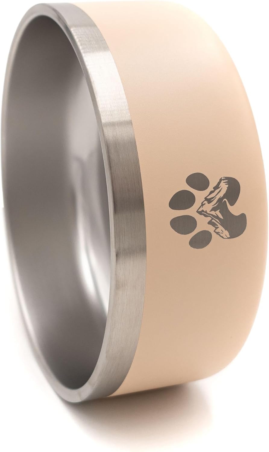Stainless Steel Dog Bowl for Small-Large Dogs | Double Wall Insulated, Non-Slip Base Heavy Duty Water and Food Bowls for Dogs & Cats | Pet Safe BPA Free & Dishwasher Safe | 16 Oz - Khaki