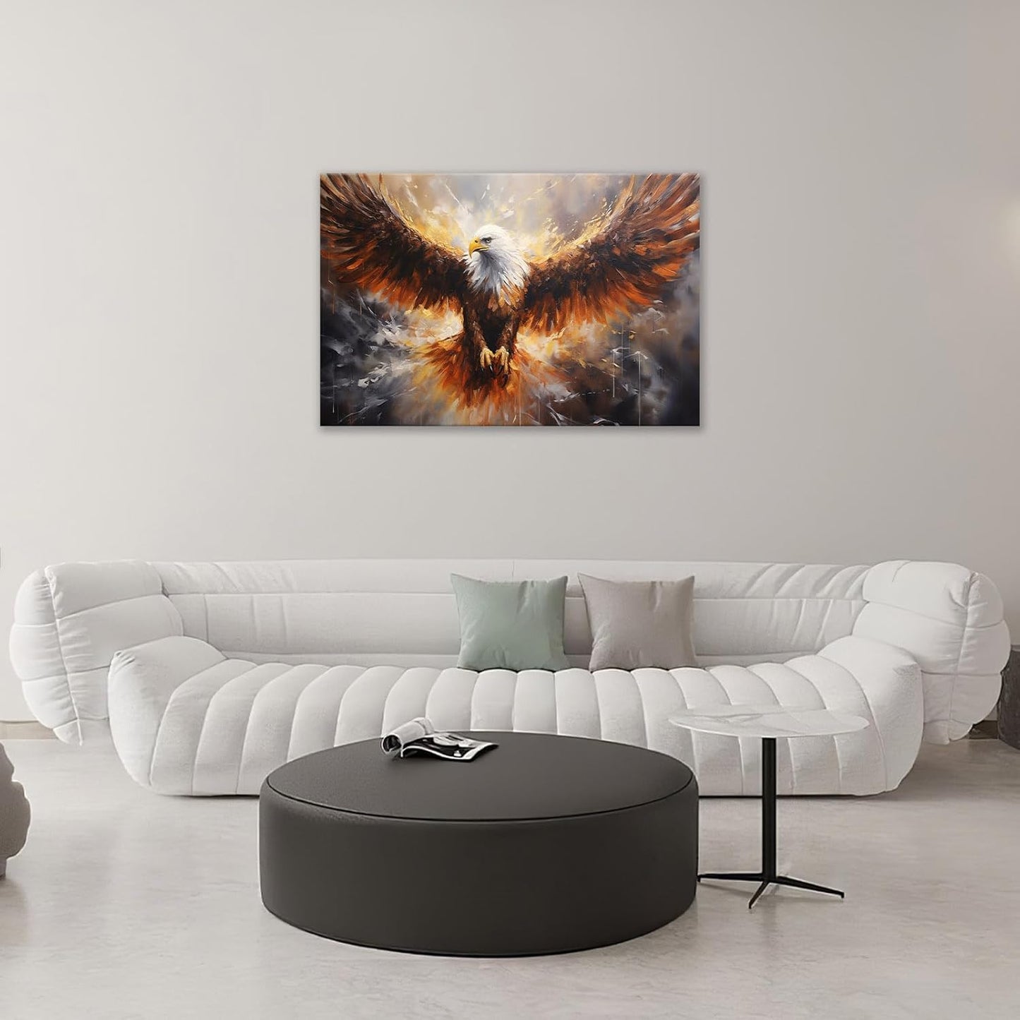 Bald Eagle Animal Large Canvas Flying Bird Wildlife Oversize Wall Art Living Room Big Wings Kitchen Pictures Framed Prints Aesthetics Wall Decor Painting Artwork for Bedroom Dining Office Home 24"x16"
