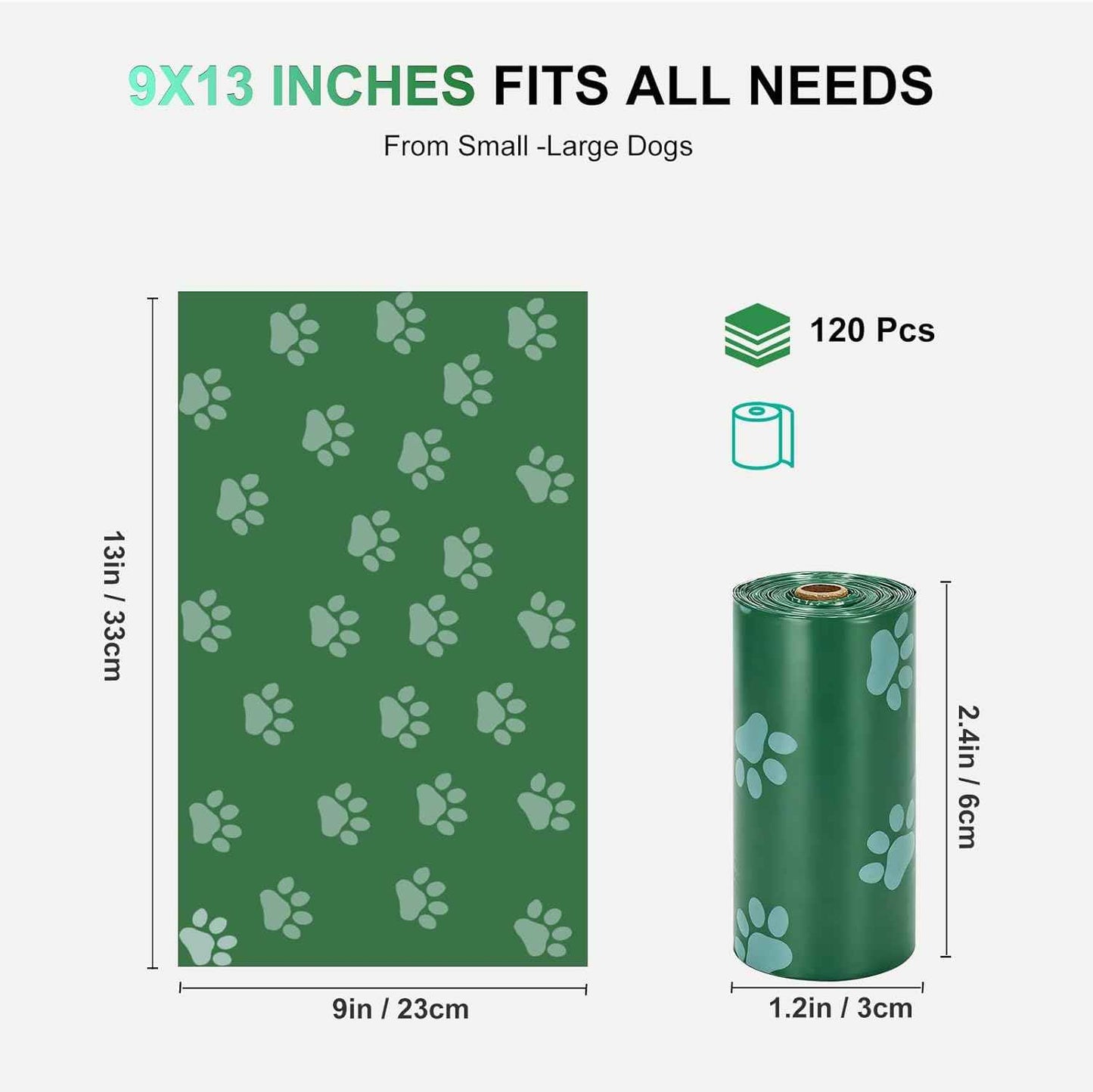 120Pcs Thick Dog Poop Bags Rolls, Leak-Proof Poop Bags for Dog and Cats Litter, 9x13 Inch Scented Pet Waste Bag for Small - Large Dogs Walking, Fits Most Doggie Bag Holder for Leash