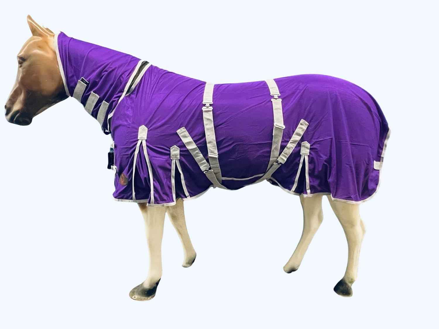 Heavy Duty Horse Fly Sheet with Neck and Detachable Belly Band | Summer Sheet (78, Purple)