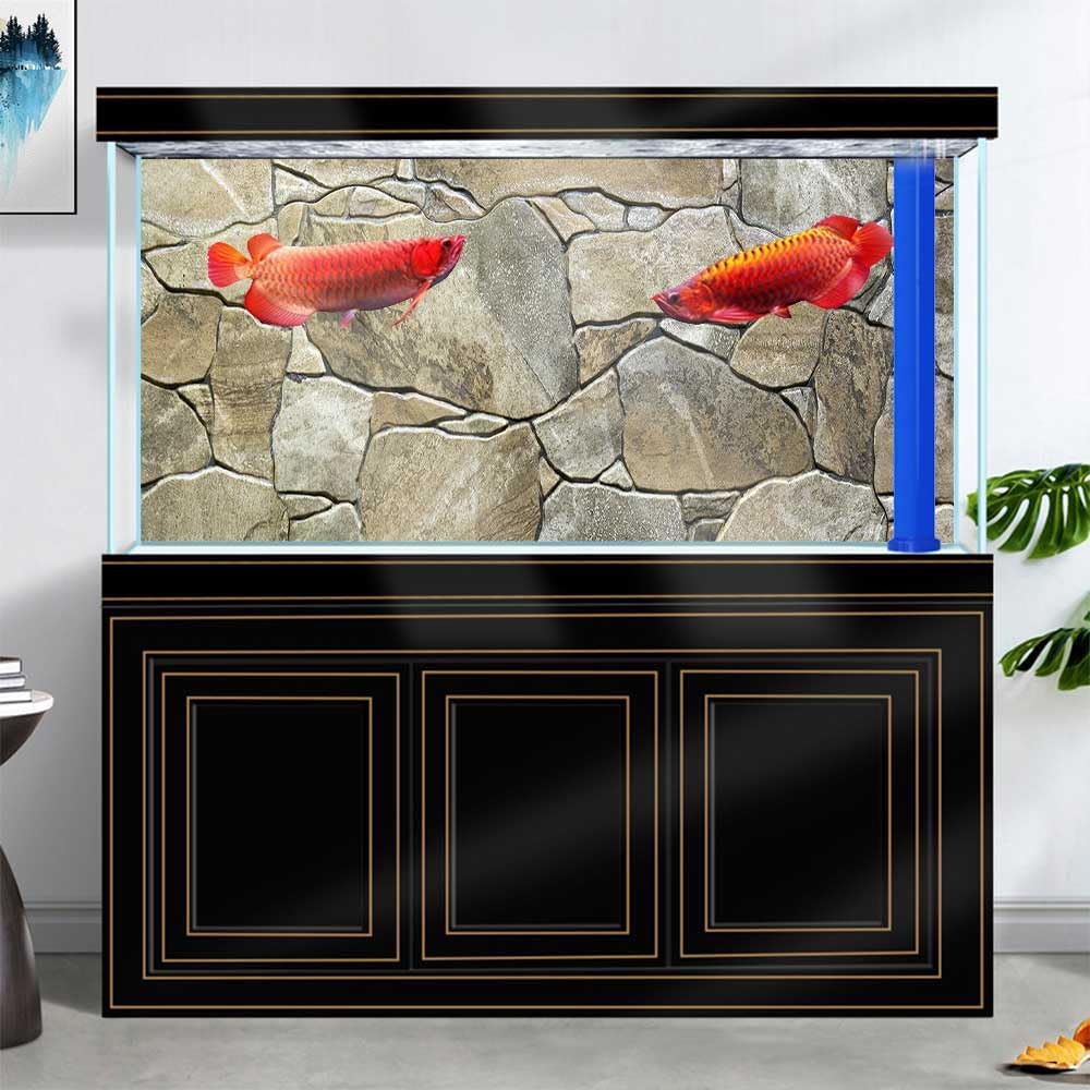 36X24IN Marble Aquarium Background, Art Marble Aquarium Background, Natural Marble Glass Terrarium Background with 8 EVA Double-Sided Tape