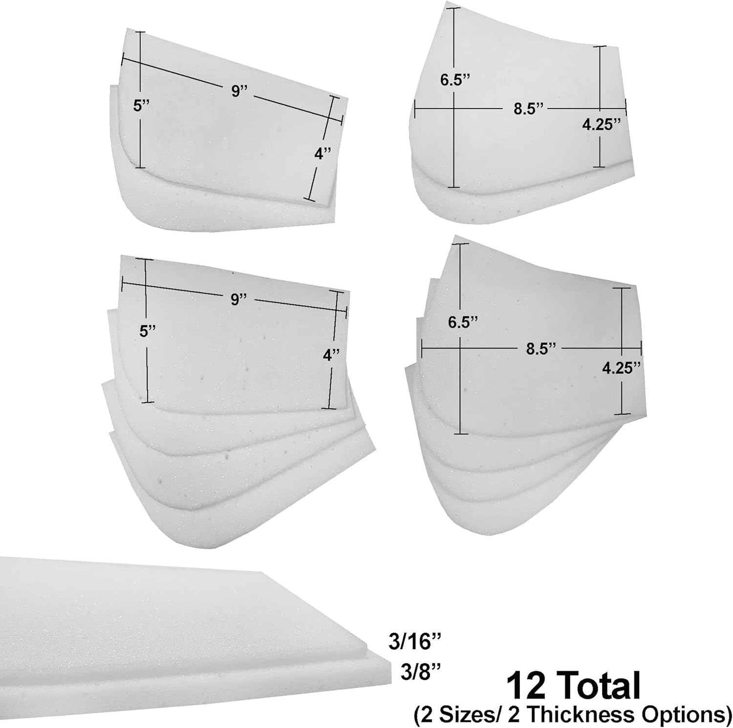 ECP Equine Comfort Products Shock-Absorbing Memory Foam Inserts for Horseback Riding Saddle Pads, Comfort, Cushioned Support for Equestrian Performance and Saddle Fit Adjustment, 12-Pack, White