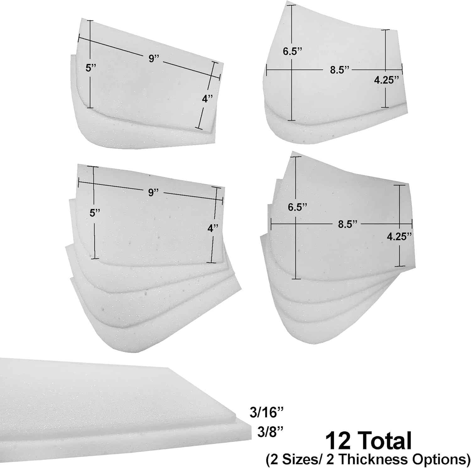 ECP Equine Comfort Products Shock-Absorbing Memory Foam Inserts for Horseback Riding Saddle Pads, Comfort, Cushioned Support for Equestrian Performance and Saddle Fit Adjustment, 12-Pack, White