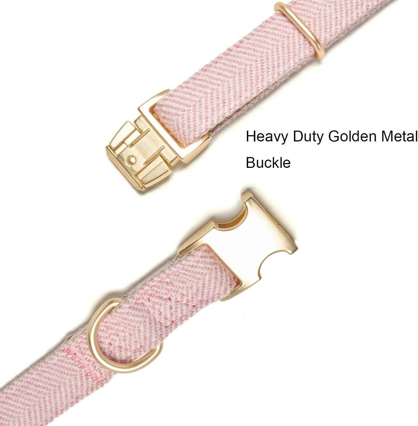 Soft Cotton Hemp Dog Collar with Metal Buckle Adjustable Twilled Dog Collars for Female Small Medium Large Dogs(Pink,Medium)