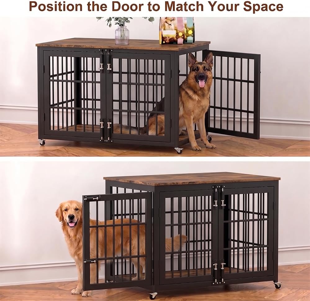 Boldbone 42 inch Dog Crate Furniture, Heavy Duty Dog Kennel Indoor for Large Dogs, Escape-Proof and Chew-Proof Wooden Dog Cage for high Anxiety Dog, Decorate House as TV Stand, End Table