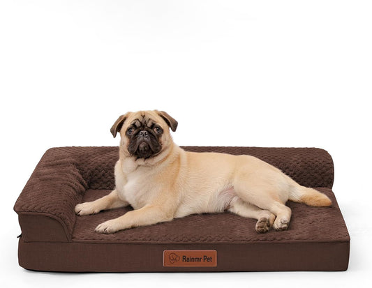 Orthopedic Dog Bed, 3 Inch Memory Foam Dog Beds for Small Dogs, Washable Removable Cover, Nonskid Bottom, Waterproof Pet Couch for Indoor, Outdoor or Car Use, 30x20 Inches S Brown Grey