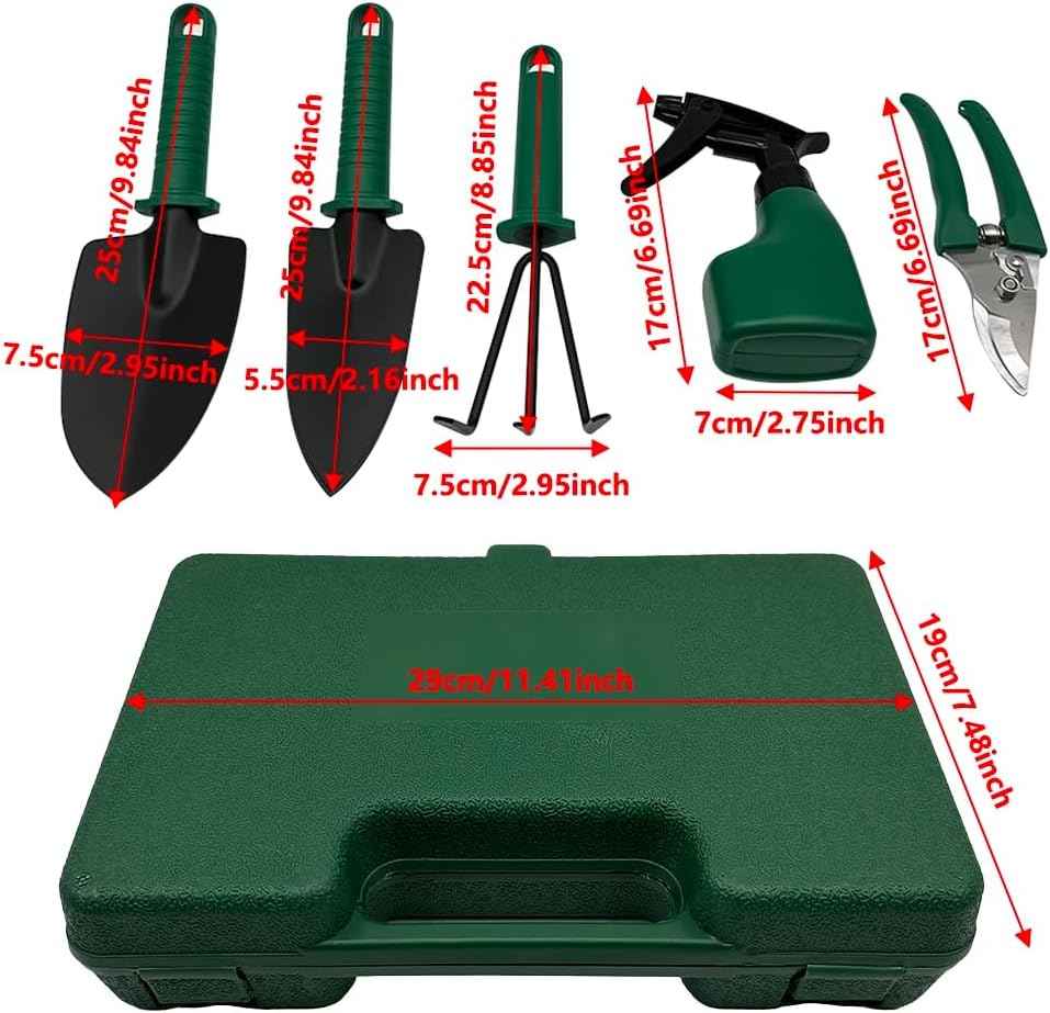 Garden Tool Set Floral Print Stainless Steel Heavy Duty Gardening Tools, Trowel Rake Weeder Pruner Shears Sprayer Gloves&Carrying Case, Ideal Gardening Gifts for Women Father(Purple 5-Piece Set)
