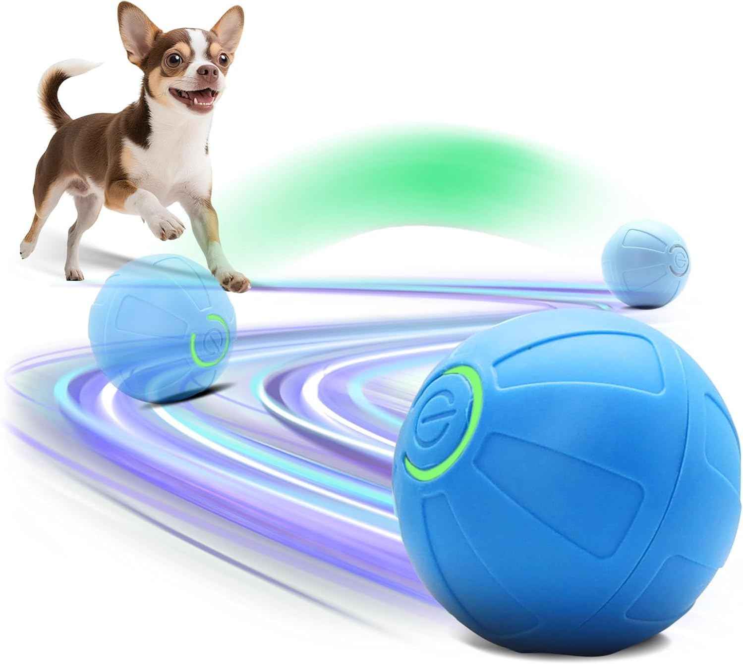 Interactive Small Dog Toy Ball, 2 Inch Smart Jumping Ball for Puppy/Small Dogs, Activated Automatic Bouncing Moving Vibrating, Dog Toy for Small Dogs to Keep Them Busy（Sky Blue）