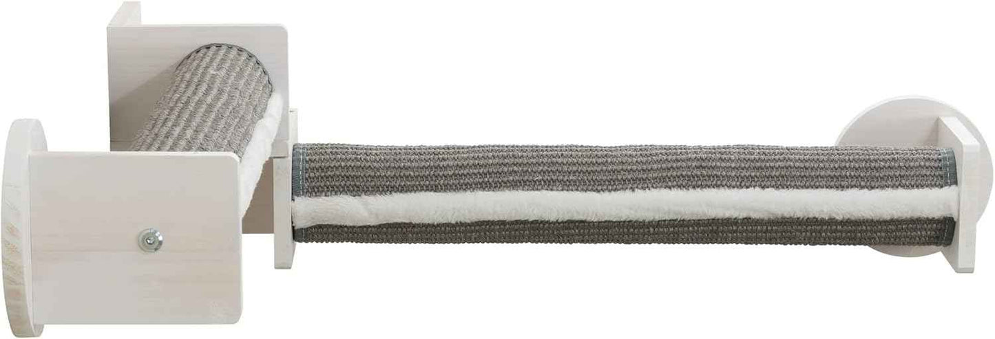 Trixie Cat Wall Furniture Set 5 - Cat Wall Corner Scratcher, Climbing Shelves - 2 Sisal Rope Scratching Posts - Elevated Shelf - Gray/White