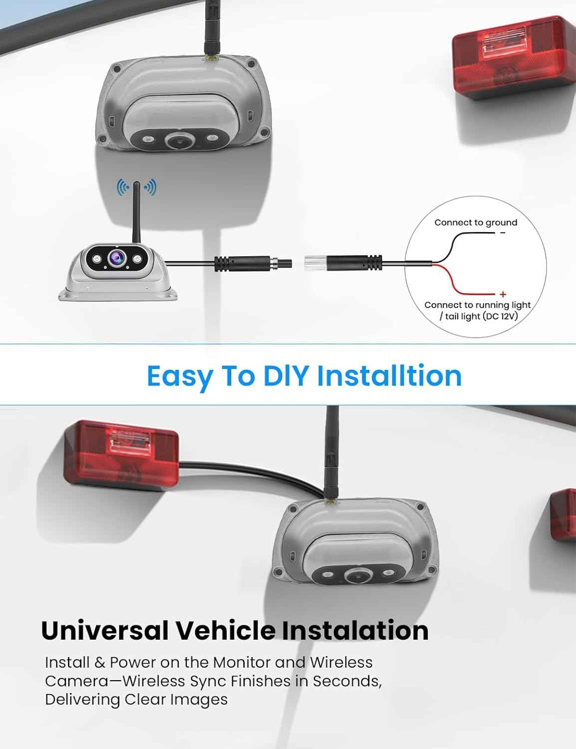 RV Wireless Backup Camera with High Performance 6.86 Inch Touch Monitor 1080P 2 Rear View Cameras with IR Night Vision 4 Channels IP69K Waterproof Reverse Camera for Truck Trailer Camper Tractor
