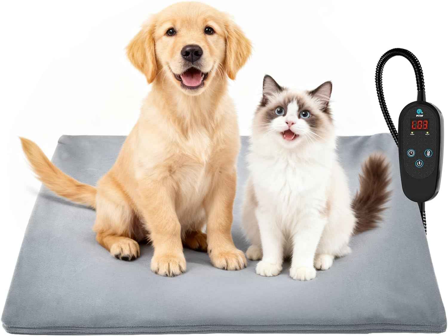 PETNF Pet Heating Pad Temperature Adjustment Anti-bite Puppy with Timer Cat Dog Heating Pad Indoor Waterproof Pet Warming Electric Heated Bed Mat Dog