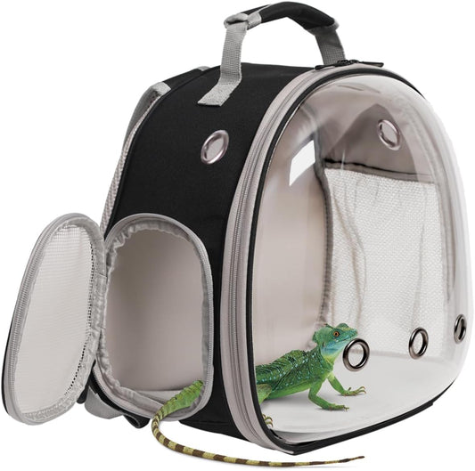 Small Animal Travel Carrier Backpack Design for Guinea Pig,Portable Bearded Dragon Bag for Sugar Glider,Hedgehog,Rat,Bunny,Rat (Black, Backpack)