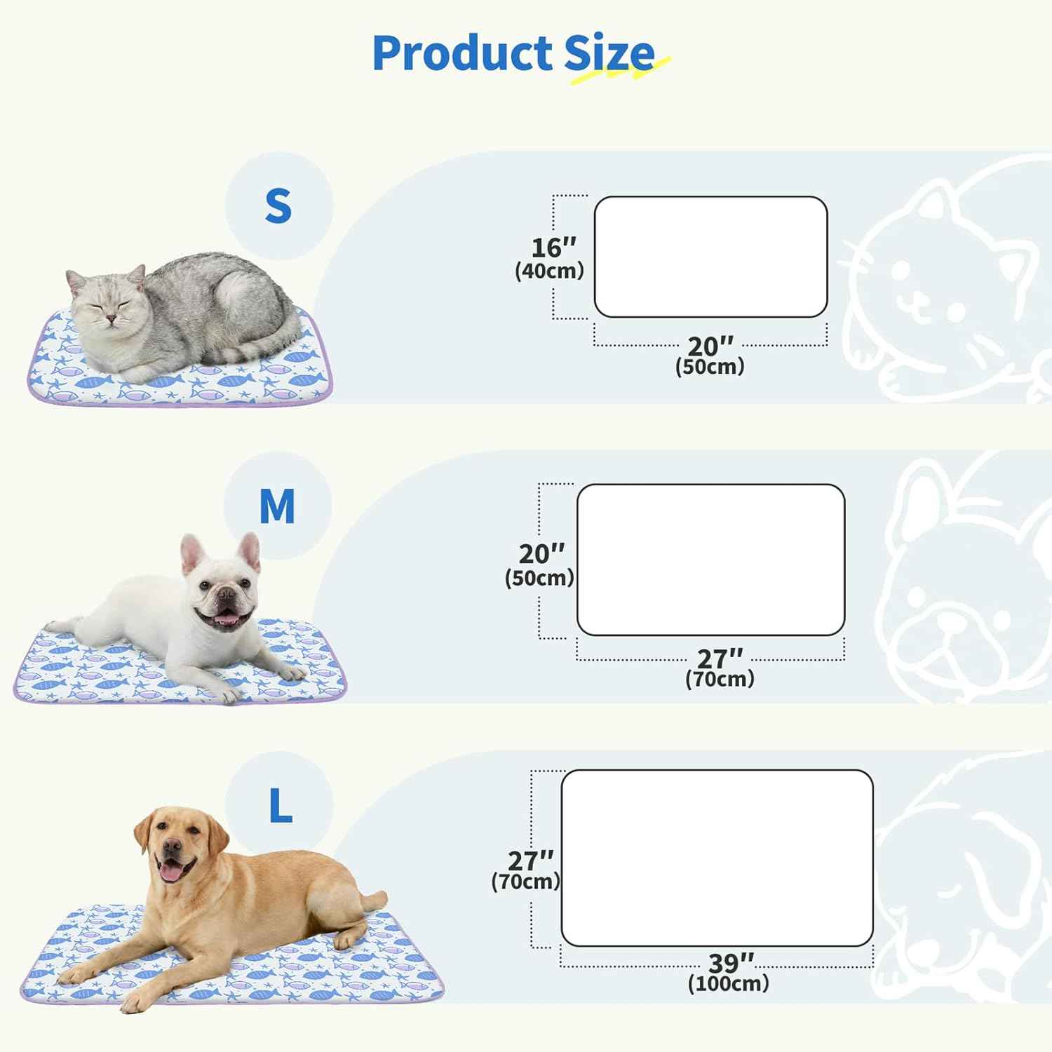 NWK Pet Cooling Mat for Large Dogs -Q-Max>0.345 Ice Silk Cooling Mat for Dogs & Cats Portable & Washable Pet Cooling Blanket, Car Seats, Beds for Summer (Purple Fish, 39'' X 27'' X 0.3'')
