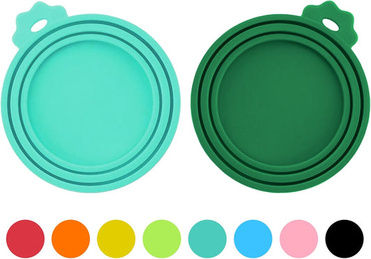 2 Pack Pet Food Cans Lids, Silicone Food Can Covers for Dog and Cat, BPA Free/Food Safe/Universal, One Fit Most Standard Size Food Can Top Teal/Dark Green, CWGTG01