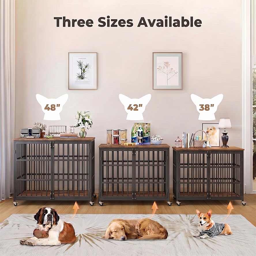 Boldbone 42 inch Dog Crate Furniture, Heavy Duty Dog Kennel Indoor for Large Dogs, Escape-Proof and Chew-Proof Wooden Dog Cage for high Anxiety Dog, Decorate House as TV Stand, End Table
