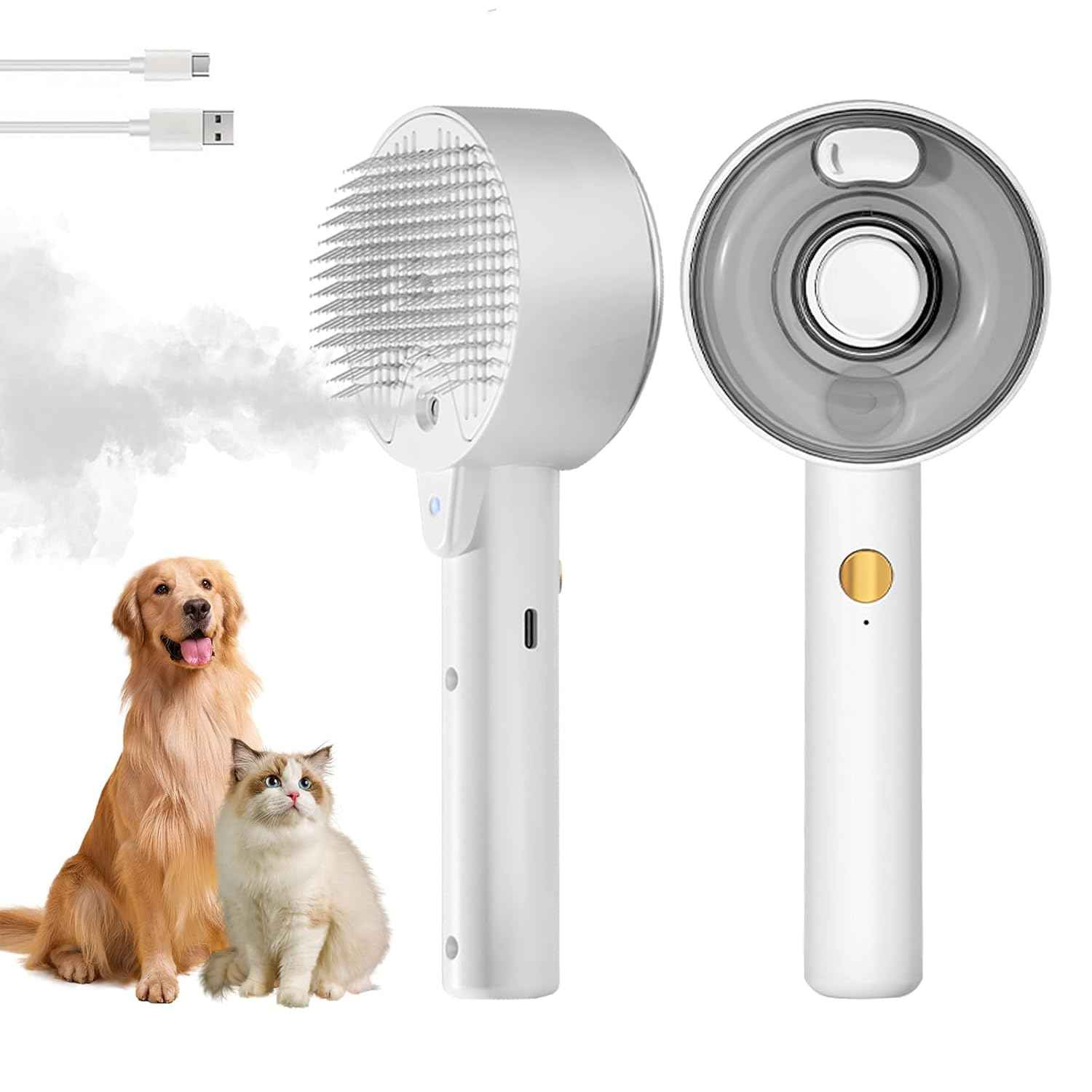 Cat Steam Brush,Cat Brushes for Indoor Cats, 4 In 1Spritz Spray Defur Comb, Cloud Care Shedding Control, Pet Grooming Brush for Long Short Hair Cats Dogs, Massage Clean Design Pet Steam Brushes