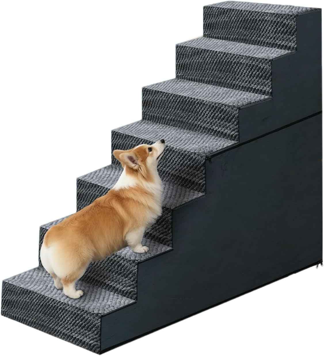 31" H Dog Stairs for Small and Medium Dogs 7-Step Ramps for High Beds and Couch Non-Slip Extra Wide Pet Stairs for Old Dogs and Puppy and Cat - Stable & Durable with Machine Washable Cover Indoor