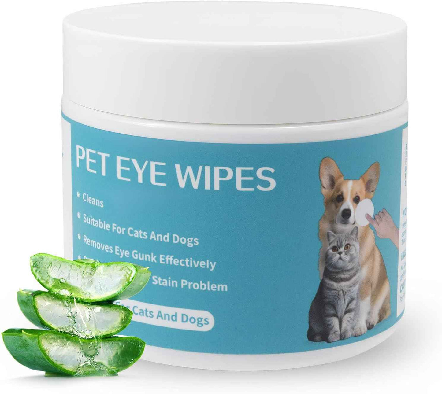 Pet Eye Cleaning Wipes, Suitable for Dogs and Cats, Remove Tear Stains, Debris, and Secretions, Reduce Tear Marks, Gentle and Hypoallergenic Formula, 100 Count