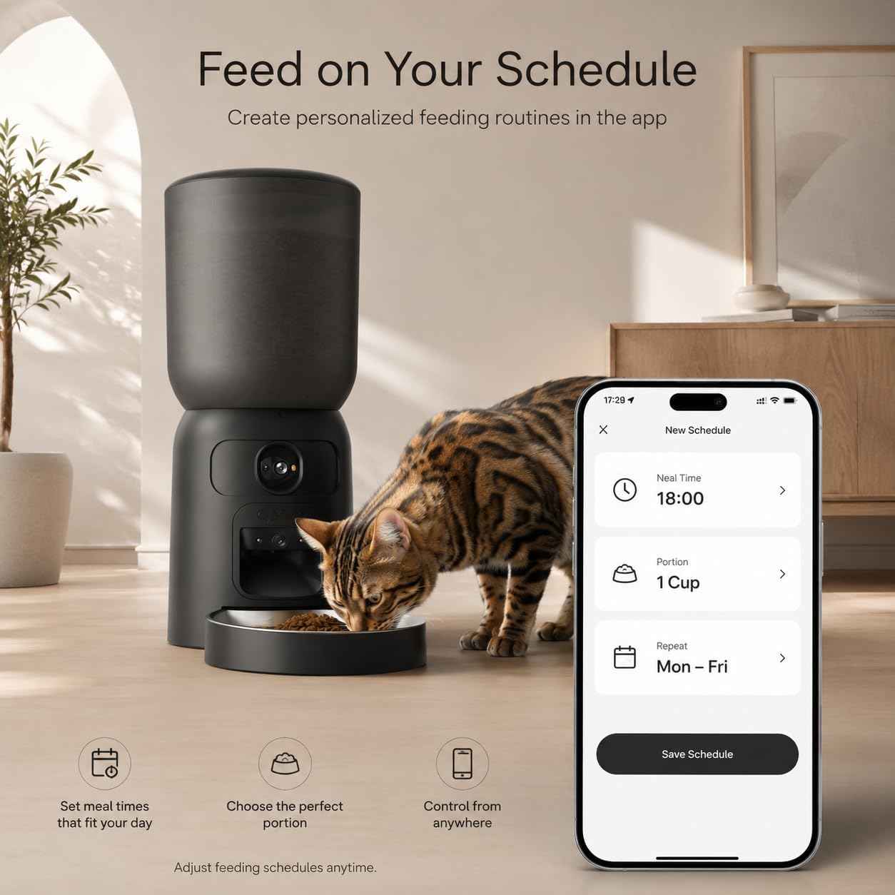 Smart Pet Feeder with 2K Dual Camera & AI Recognition, 6L Automatic Cat Dog Feeder with App Control, 2.4G/5G WiFi, Voice Message, Pet Interaction, Motion Tracking, No Clog, Dual Power, for Multi-Pet