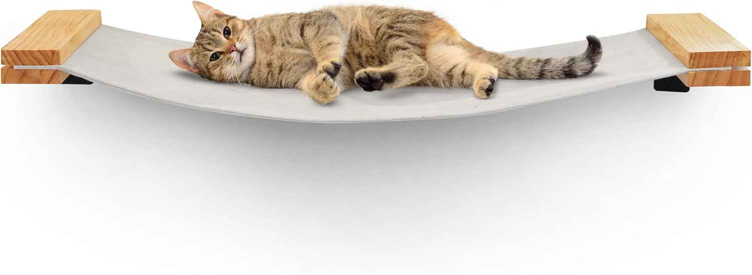 SANDPEAK Cat Wall Hammock | Cat Shelves for wall | Bridge, Shelf and Perches | Modern Wall Furniture for Indoor Cats | Mounted Hammock Bed for Sleeping, Playing, and Lounging.