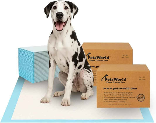 PETSWORLD Giant Dog Potty Pads, Odor-Eliminating, 36" x 36", Ultra Absorbent 5-Layer Leak-Proof Training Pads for Dogs & Cats (36x36, 200 Count)
