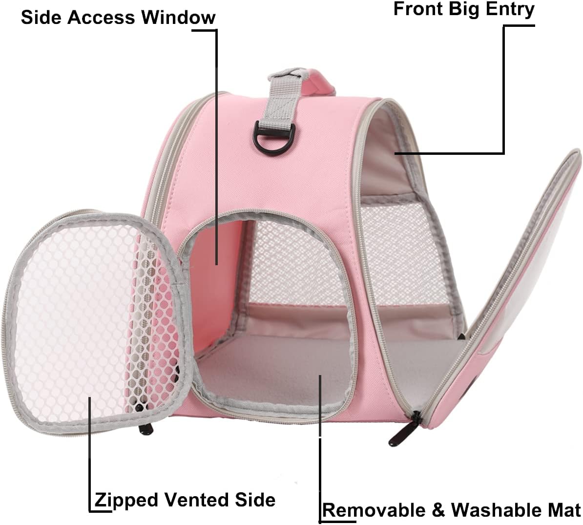 Bearded Dragon Carrier, Lizards & Small Animal Travel Carrier for Sugar Glider, Hedgehog, Rat, Parrot, Bird & Guinea Pig - Portable, Two-Pig Pink Carrier