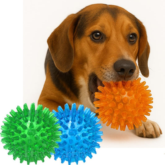 Jalousie Dog Squeaky Toys Value Set Non-Toxic Squeaky Balls Toss Fetch TPR Rubber Puppy Toys Spikey Dog Chew Toy for Small Medium Breed Pet Toys for Puppy (3 Pack Spiky Balls)