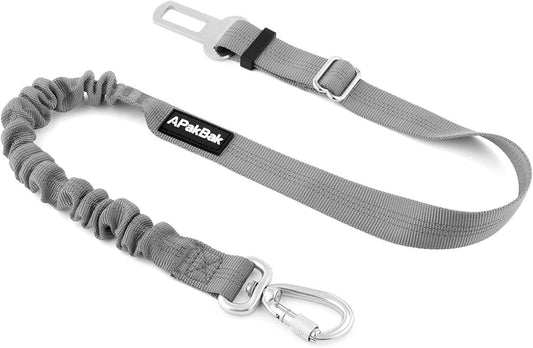 Dog Seat Belt for Car, Adjustable Dog Car Harness Seatbelt for Small Medium Large Dogs, Heavy Duty Travel Safety Restraint with Locking Aluminum Hook & Reflective Nylon Strap, Gray