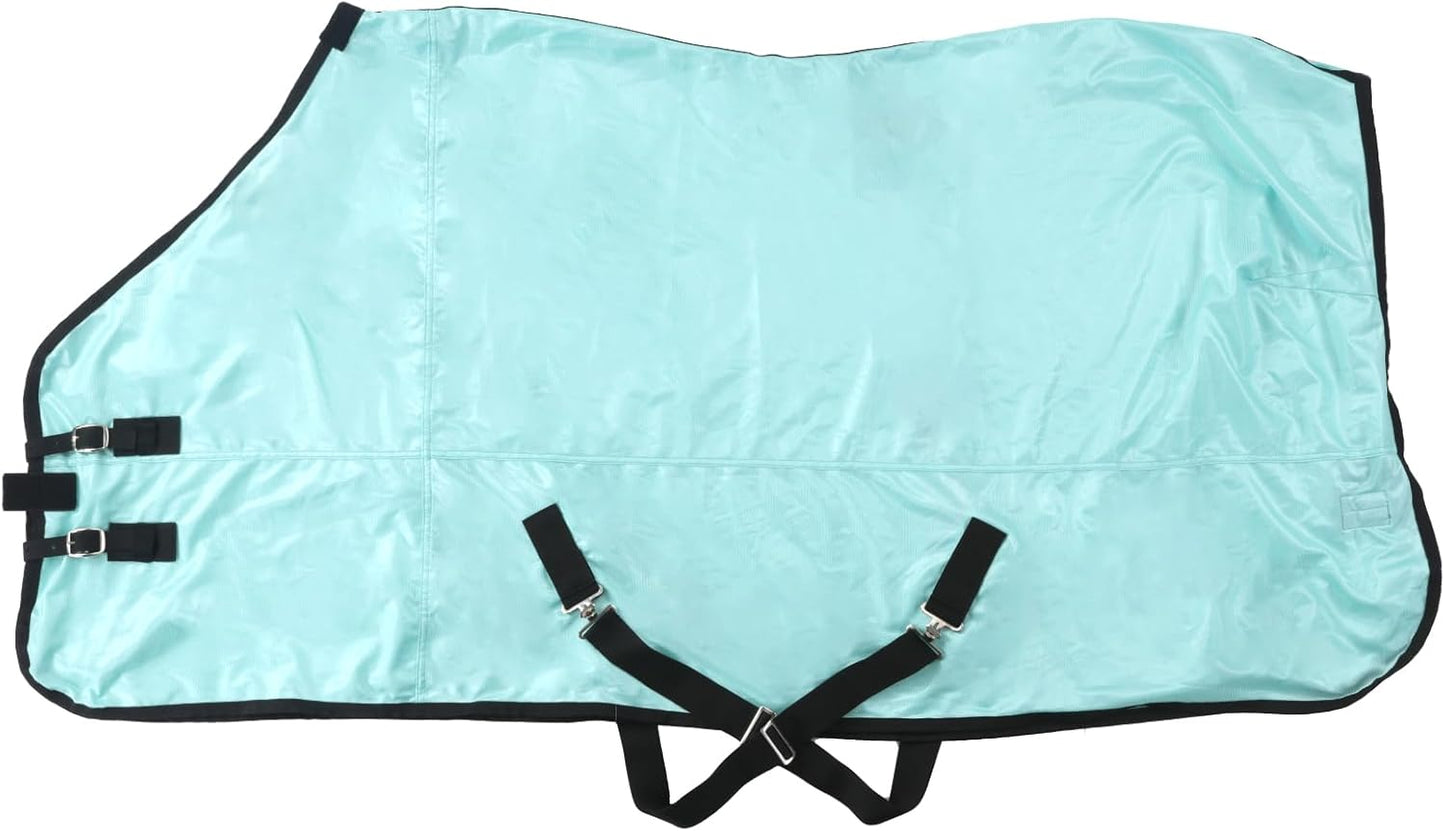Horse Fly Sheet, Standard Neck Comfy Mesh Fly Sheet for Horses, Equine Summer Sheets UV-Protective Green 78