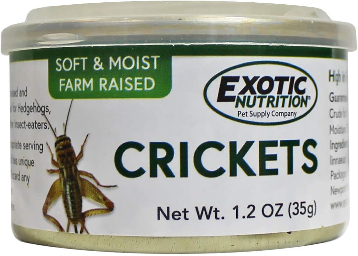 Canned Crickets (1.2 oz.) - Healthy High Protein Insect Treat - Hedgehogs, Sugar Gliders, Reptiles, Wild Birds, Chickens, Lizards, Bearded Dragons, Skunks, Opossums, Fish, Amphibians, Turtles