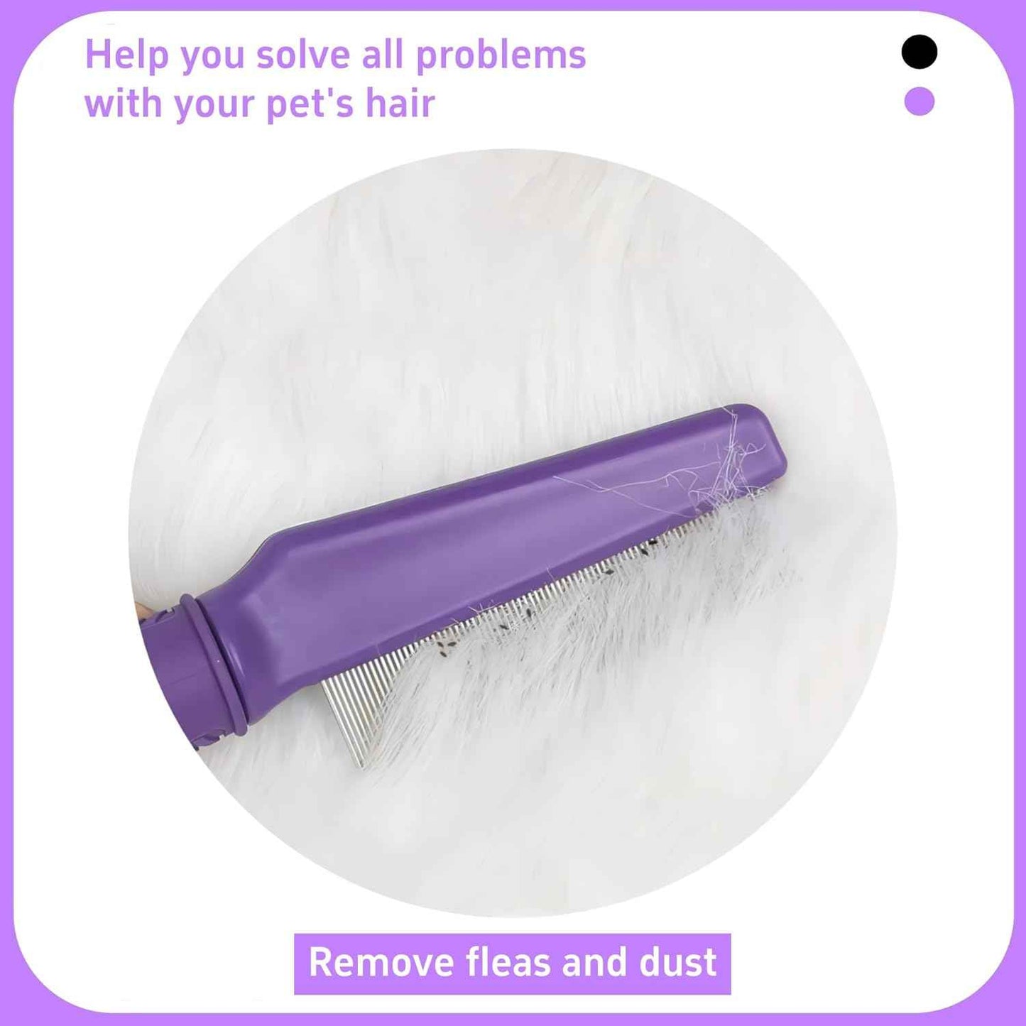 Pet Flea Comb for Dogs & Cats,Removes Tangles & Flea, Tear Stain Removal, Stainless Steel Metal Teeth, Non-slip & Anti-static Rubber Handle, Safe & Gentle Pet Grooming Comb