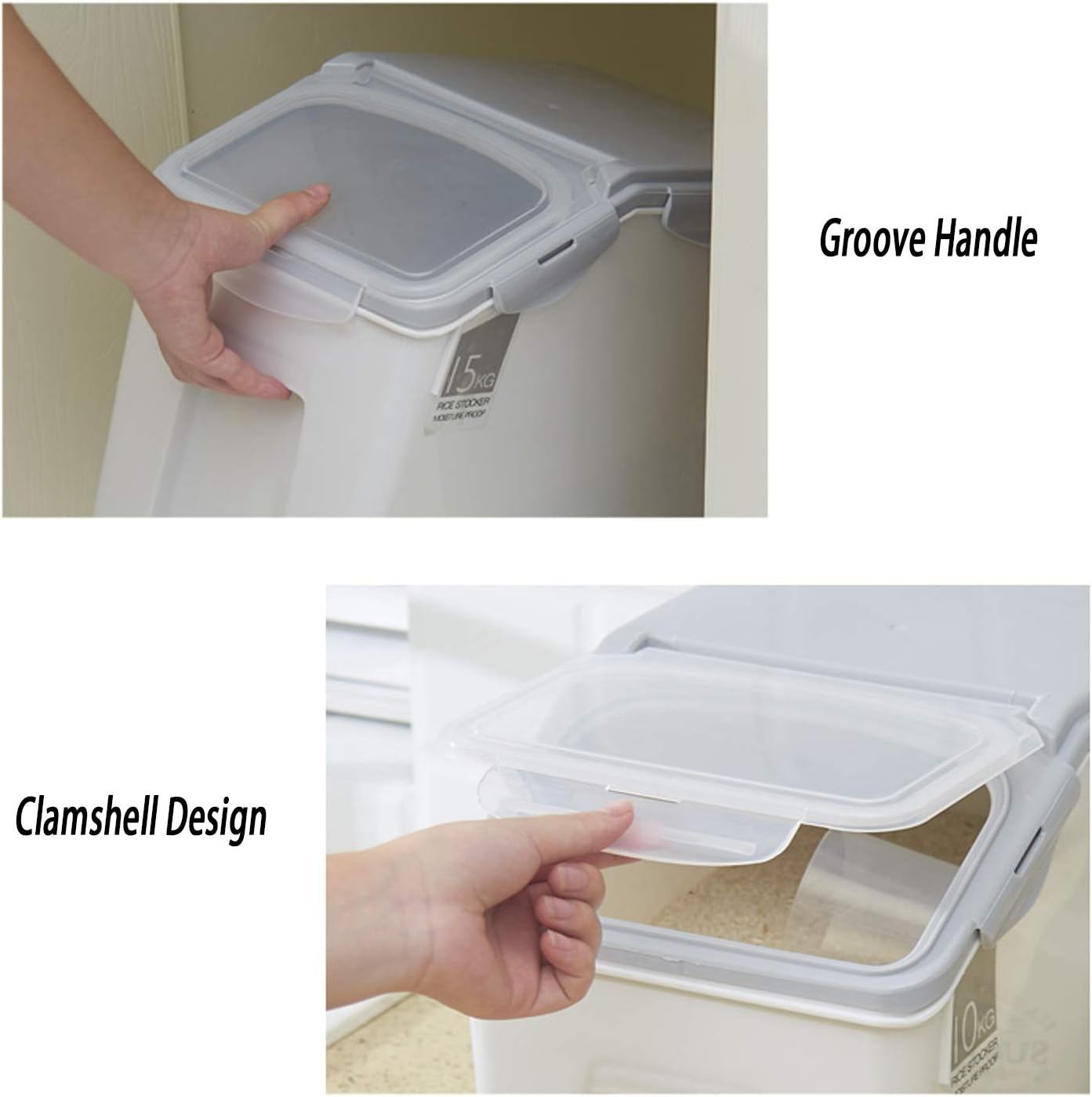 2-Pack 15L/4 Gallon Airtight Food Storage Containers with Locking Lids – Leakproof Dry Dog Food Rice Grain Bin for Kitchen Pantry Organization (507oz)