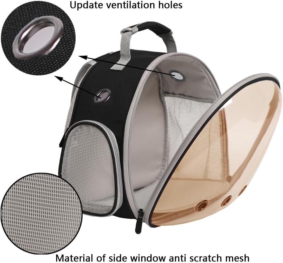 Guinea Pig Carrier, Guinea Pig Backpack with Clear Bubble Window (Black-Polarize, Backpack)