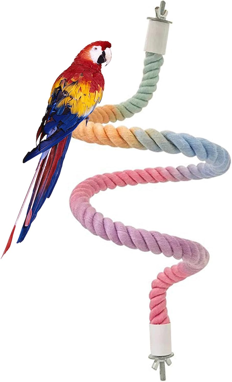 1pcs Gradient Colorful Bird Rope Perch Stand,Bird Cage Climbing Rope Toys Accessories,Bendable Climbing,Parakeet Lovebirds Cockatiels Budgies Play (31.4'')