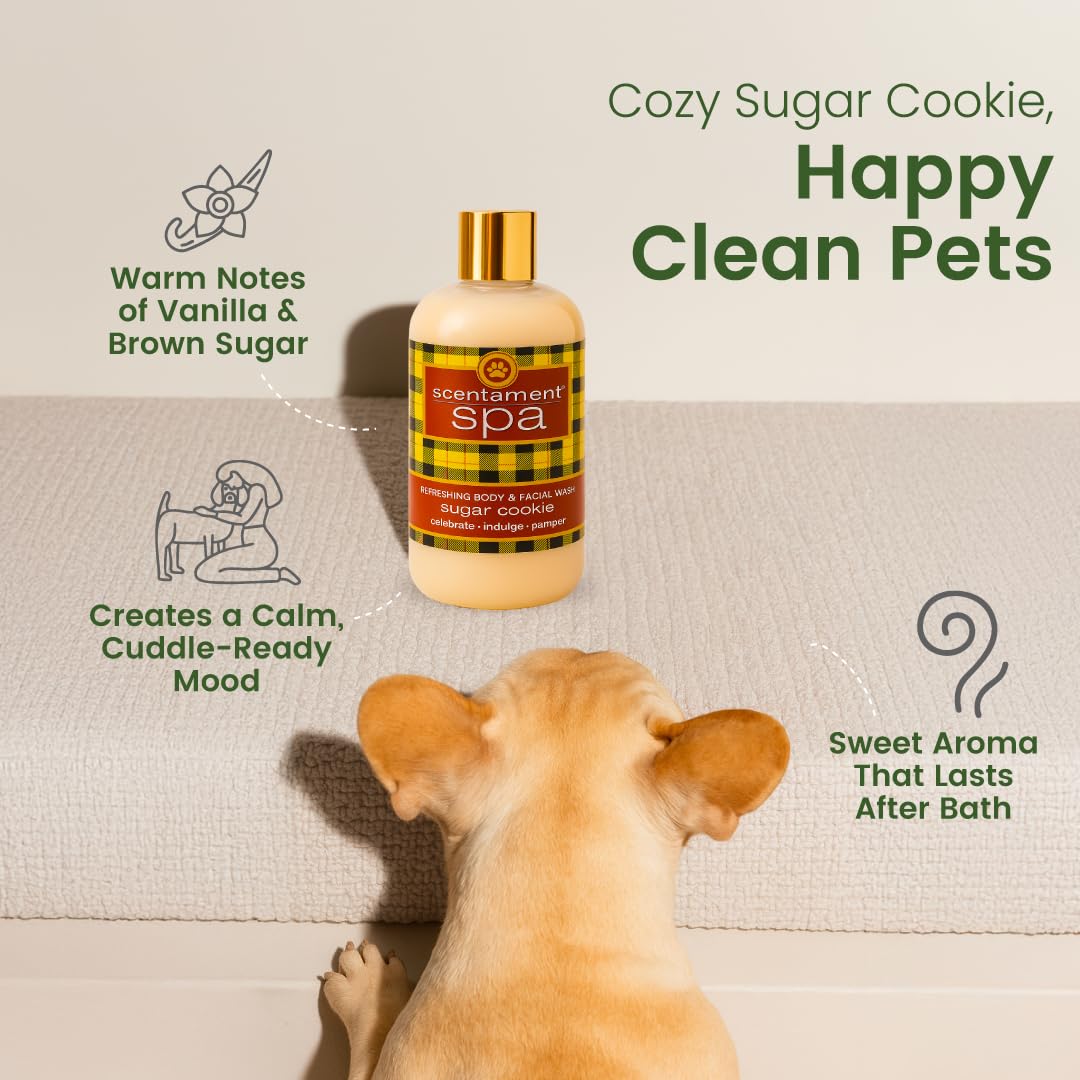 Best Shot Scentament Spa Refreshing Body & Facial Wash for Dogs & Cats, Waterless Dog Wash & Tear Stain Remover, Pet Gentle Face Wash for Sensitive Skin, Sugar Cookie Scent, 16 fl oz