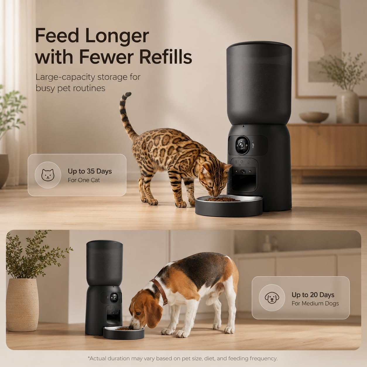 Smart Pet Feeder with 2K Dual Camera & AI Recognition, 6L Automatic Cat Dog Feeder with App Control, 2.4G/5G WiFi, Voice Message, Pet Interaction, Motion Tracking, No Clog, Dual Power, for Multi-Pet
