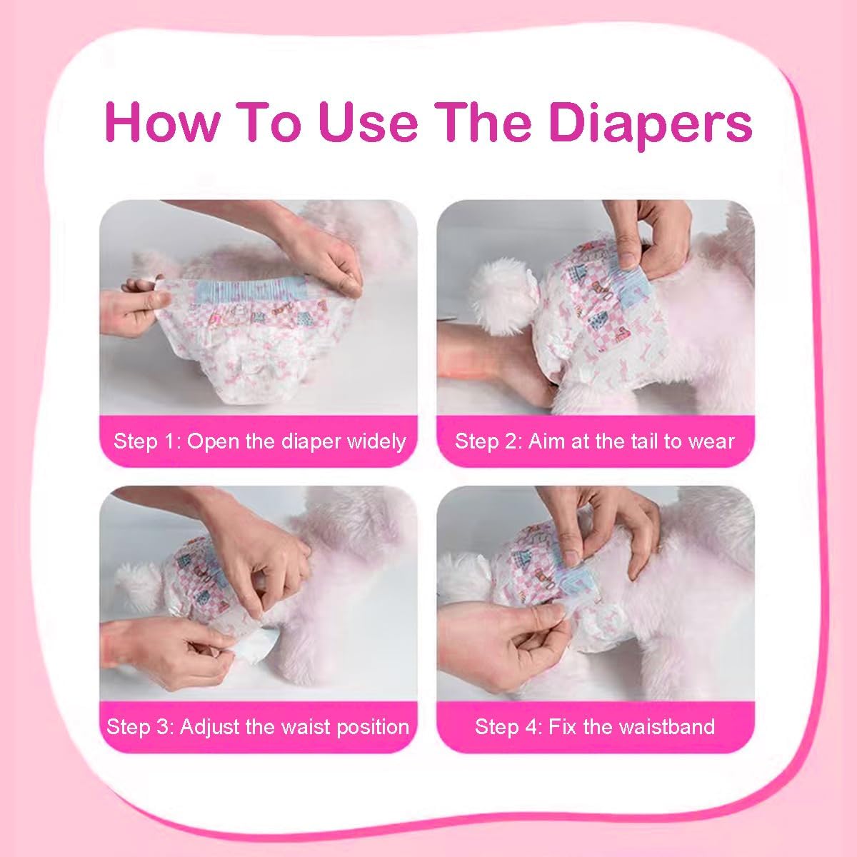 90 Count Disposable Dog Diapers Female, Super Absorbent Pink Puppy Doggie Diapers for Small Female Dogs Urination or Incontinence (Waist 10-16.5 in S)