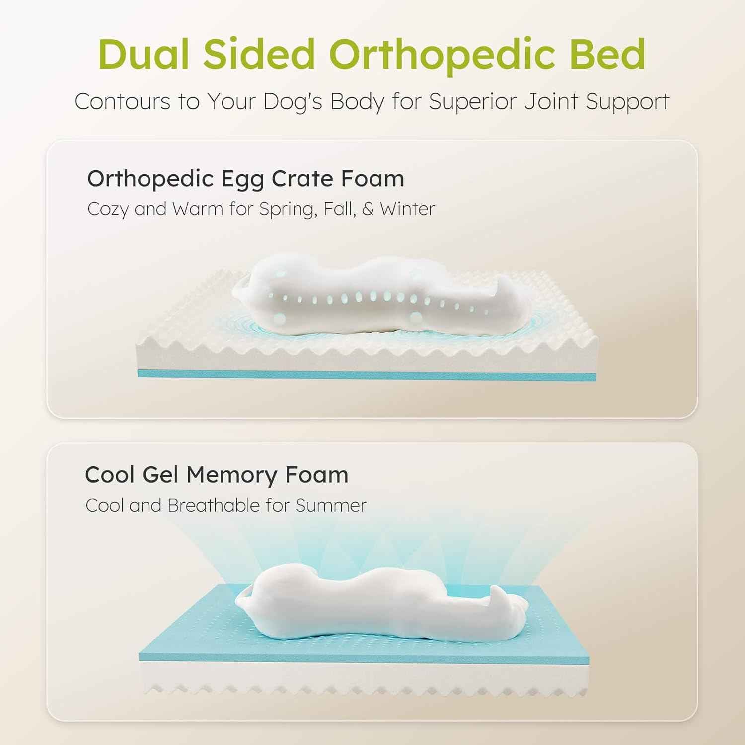 CWAWZ Dog Beds for Large Dogs, Orthopedic Dog Bed with Cooling Gel Memory Foam, Waterproof Large Pet Bed with Removable Washable Cover, 36" Pet Sofa Couch Dutch Velvet with Bone Toy, Navy Blue